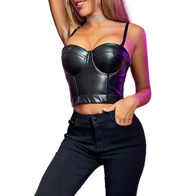 China MANNI QUICK DRY Corsets for Women Retro Black Leather Goth Punk Rock Faux Corset Basque Bustier for sale