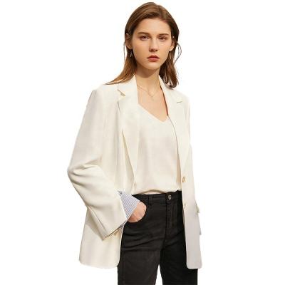 China MANNI Anti-Wrinkle Blazers Femenin Minimalism Autumn Lapel Blazer Office Lady Loose Women's White Blazers for sale