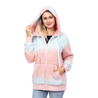 China MANNI Women's Hoodie Winter Breathable Jackets Shear Tie Dye Warm Plus Size Hoodie Jackets With Pocket for sale