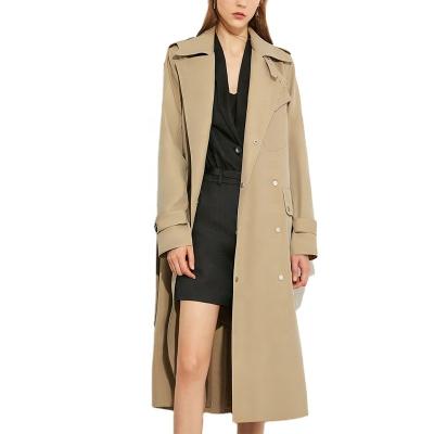 China Autumn Fashion Women Windbreaker Solid Breathable Lapel Belt Criss-cross Women Overcoat Female for sale