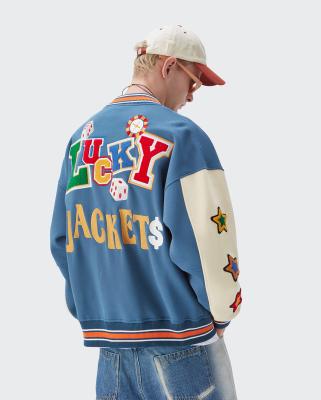 China Regular Embroidery Baseball Jacket Thick Fleece Jacket For Couples for sale