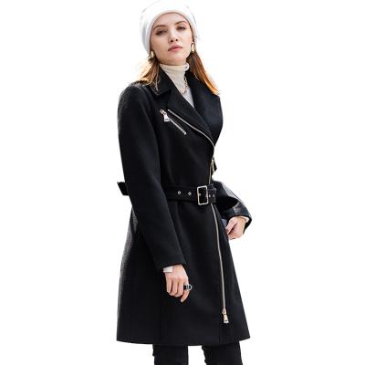 China Zipper Winter Overcoat Women Woolen Coat Thick Woolen Waterproof Long Coat for sale