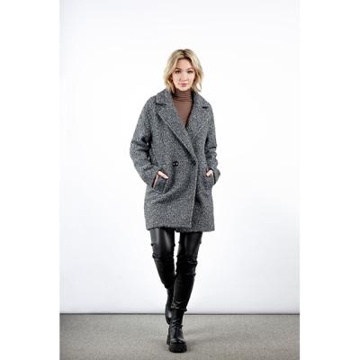 China New Retro QUICK DRY Gray Medium Loose Collar Length Suit Woolen Overcoat for sale