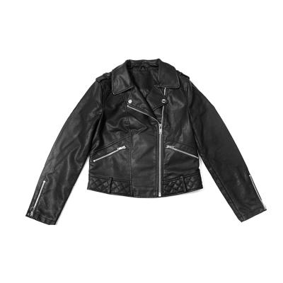 China QUICK DRY Motorcycle Jacket With Lapel PU Leather Jacket Women's Casual Zipper Leather Jacket for sale