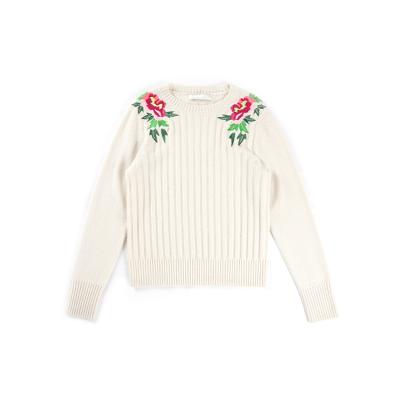 China Fashionable New Arrival Embroidery Spring Anti-wrinkle Crewneck Knitwear Pure Woolen Sweater for sale