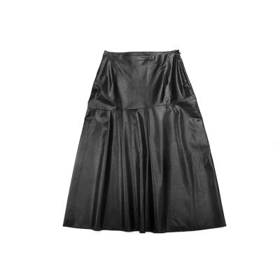 China 2021 new style high street fashion springs high waist female himline PU leather skirt plus size one line PU leather skirt for sale