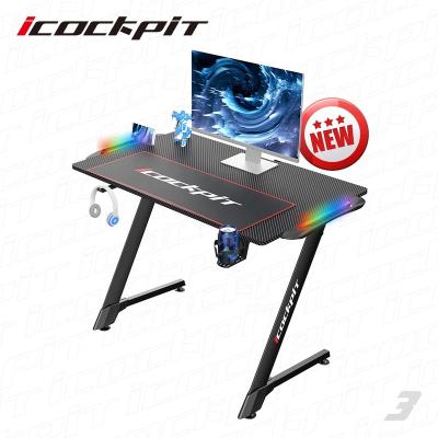 China (Other) Saitu Adjustable Smart PC Gaming RGB Light Desktop Computer Table Gamer Customizable Desk for sale