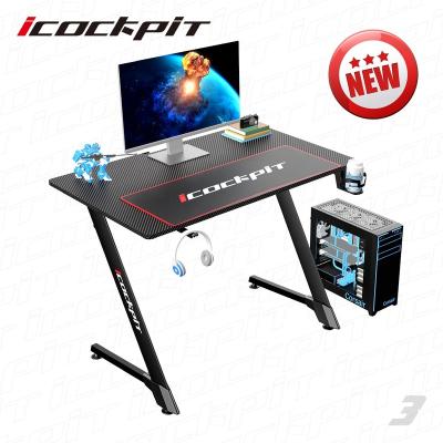 China (Other) New Model Saitu Adjustable Professional Game Club Z Shape Led Gaming Desk E-sports Home Office Table PC Gaming Desk for sale