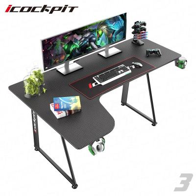 China Hot Selling Icockpit PC Computer Table L Shaped Gaming Table Extendable Ergonomic Gaming Desk L Shape Gaming Desk for sale