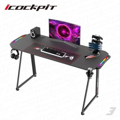 China Brand New And Modern Customizable Cheap Hot PC (Others) Adjustable Gaming Table Gaming Desk Logo Gaming Desk icockpit With Cup Holder for sale