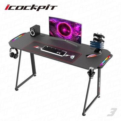 China New Modern Home Furniture Gamer (Others) Carbon Steel Metal Leg Leg Table Adjustable icockpit RGB Led Table Gaming Light PC for sale