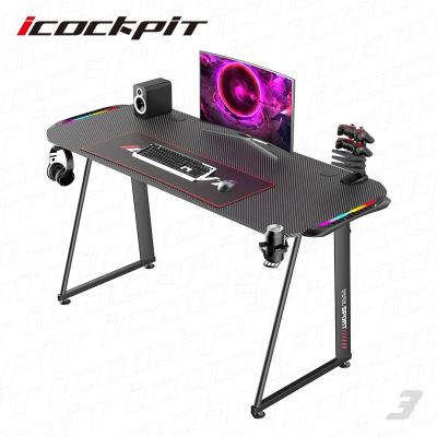 China New Hot Selling Hot Sale Adjustable Gaming Desk Modern Cheap Game Table (Other) Metal Leg Set Desk With Hoodphone Holder for sale