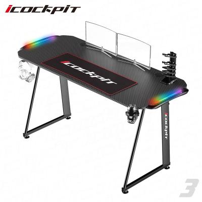 China Icockpit Adjustable Hot Selling Design Metal Sight One Shaped E-sports New 55 Inch Physical Channels Table Desk Table Computer Survey Gaming Desk for sale