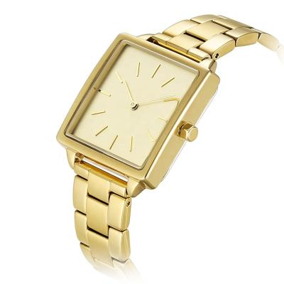 China Custom Auto Date Full Square Gold 316L Stainless Steel Watch For Women OEM Private Label Wrist Watch for sale