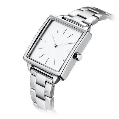 China Fashionable Silver Square Design Automatic Full Date Watches Unisex Factory Price Without Date Window for sale