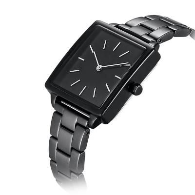 China Full Automatic Date Stainless Steel Black Square Shape Watch Luxury For Business Men for sale