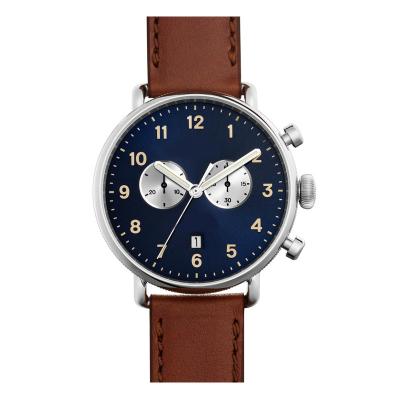 China Automatic Date OEM Branded Minimalist Shaped Sport Men's Watch With Stainless Steel Case And Leather Strap for sale