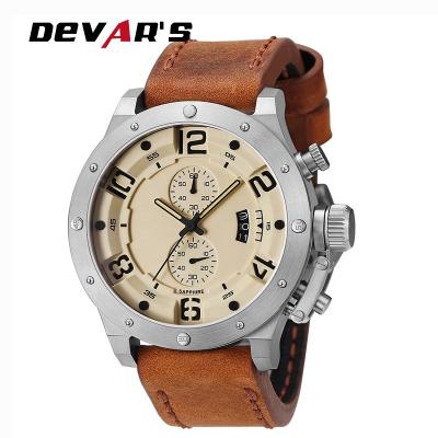 China High End Auto Date Quality Stainless Steel Chronograph Wristwatches Men Watch With Anti-Reflective Coating for sale