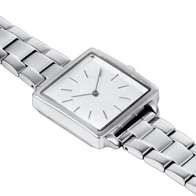 China Minimalist Silver Square Auto Date Full Wristwatches for sale