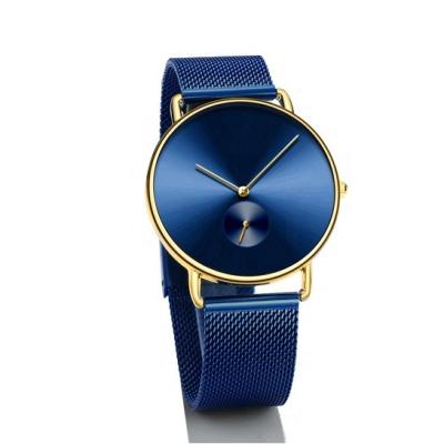 China New Design 316L Stainless Steel Automatic Date Blue or Black Fashion Strap Interchangeable Watch Casual Style Sunburst Dial Wrist Watch for sale