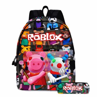 China Game waterproof roblox cartoon piggy schoolbag for primary and secondary school students kids 2pcs/set backpack for sale