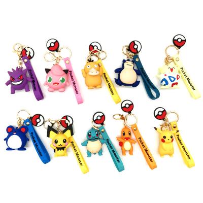 China Psyduck Jigglypuff Togepi Marill Gengar Squirtle pokemon lanyard 2D cartoon 3D Barber Shop pvc llavero key chain lanyard pikachu key chain for sale