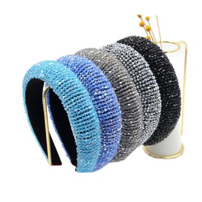 China Velvet Net Luxury Wide Brim Pearl Plush Headband Luxury Hot Ladies Barogue Sponge Style Ins Influencer Circle Hair Band Headband for sale