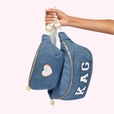 China Water Proof Washed Denim Outdoor Sports Pussy Pack Waist Bag Cross - Body Bag For Traveling Camping Party for sale