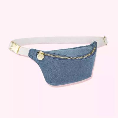 China Customized Denim Anti-theft Logo Adjustable Outdoor Activity Classic Street Style Fanny Bag for sale