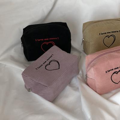 China Fashion OEM Velvet Makeup Bag Soft Corduroy Bag Women Mini Travel Toiletry Pouch Cosmetic Bag for sale