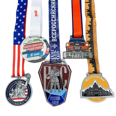 China Custom Sports Marathon Running Plating Enamel Metal Race Championship China Logo Design Gold, Silver and Bronze Medal for sale