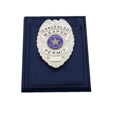 China Custom Enamel 3D Meta Chain Soft Leather Wallet Badge for sale