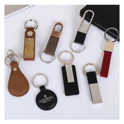 China Wholesale Custom Brand Empty Small Metal Car OEM Xieyuan Logo PU Leather Key Chain for sale