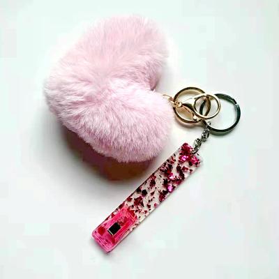 China Long Nail Picker Promotion Gift Card Love Plush Key Chain Acrylic Key Chain Small Card Contactless Clip for sale