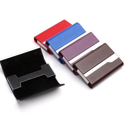 China Double Design Custom Open Business Large Capacity Office Annual Meeting Gift Gift Business Card Leather Holder for sale