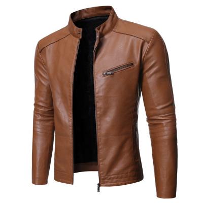 China Hot Selling Waterproof Biker Jacket Customized Design Mens Slim Fit Leather Jacket for sale