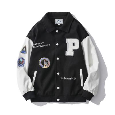 China QUICK DRY Custom Logo Embroidered Jacket School College Baseball Varsity Jacket Men Fashion Design Loose Fit Street Wear Hip Hop Coat for sale