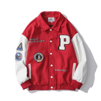 China QUICK DRY Baseball Jackets Men Fashion Custom Embroidered Design Loose Fit College Varsity Jacket Leather Sleeve Jacket for sale