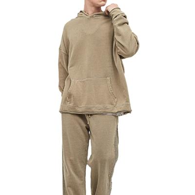 China Breathable Vintage Acid Wash Sports Sets Hoodie Sweatpants Set For Men Custom Print 2 Pieces Washed Tracksuit for sale