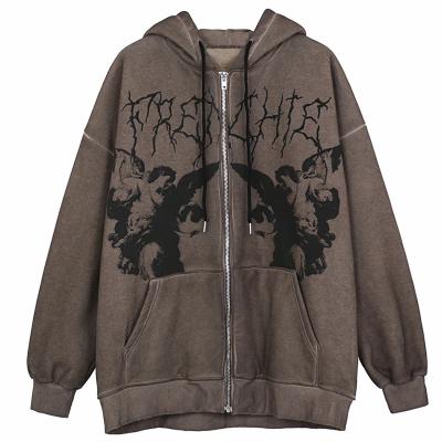 China Fashion Women Vintage QUICK DRY Design Printed Casual Jacket Autumn Winter Zip Up Jacket Hoodie for sale