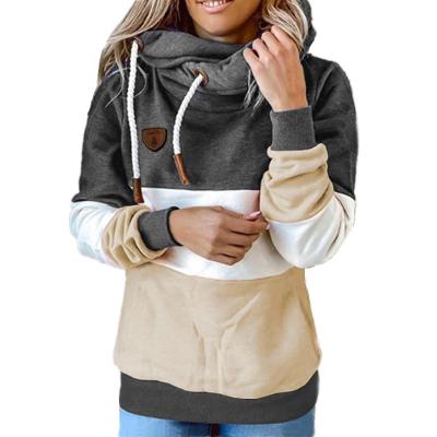 China Patchwork Hoodie QUICK DRY Sweatshirts Women Fall Casual Color Block Pullover Ladies Fancy Hooded With Pocket for sale