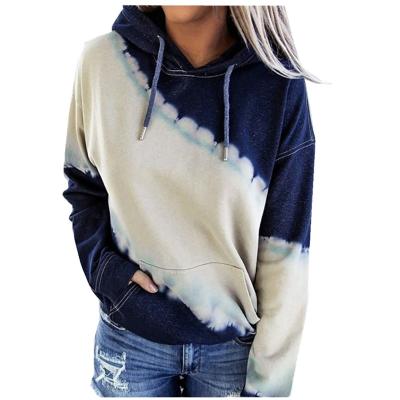 China QUICK DRY Tie Dye Printing Hoodie Sweatshirt For Women Sports Casual Wear Long Loose Sheath Fashion Hooded Tops for sale