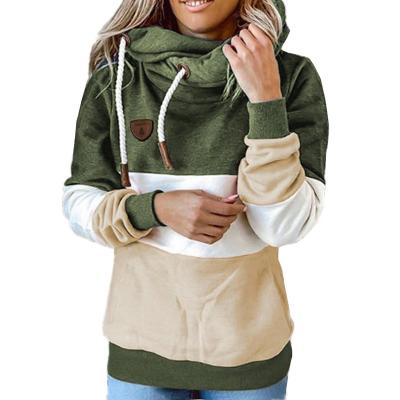 China QUICK DRY Custom Patchwork Hoodie Sweatshirts Women Fall Casual Color Block Pullover Ladies Fancy Hooded With Pocket for sale