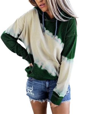 China QUICK DRY Tie Dye Printing Hoodie Sweatshirt For Women Sports Casual Wear Long Loose Sheath Fashion Hooded Tops for sale