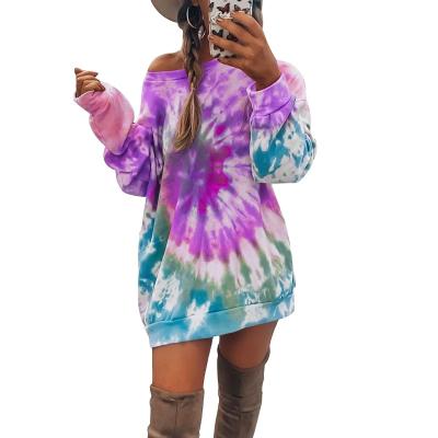 China QUICK DRY Oversized Tie Dye Printing Pullover For Women Casual Sweatshirts No Hood Long Sleeve Loose Fashion Hoodies Tops for sale