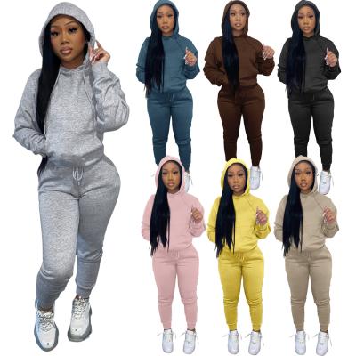 China High Quality Breathable Tracksuit Empty Women Drop Hoodie Jogger 2 Pieces Set Hooded Sweatsuit Pullover Fitness Workout Jogger for sale