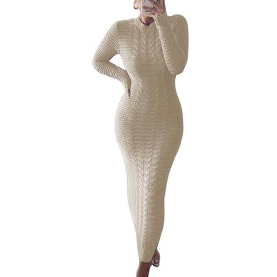 China Tight Pencil Maxi Pullover Jumper Knitting Sweater Autumn Winter Sweaters Dress Breathable Elegant Ladies Long Dresses for sale