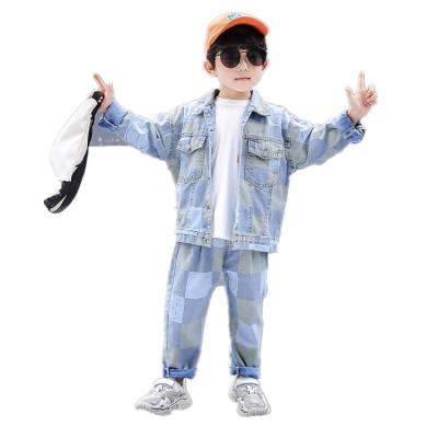 China Breathable High Quality Boys Denim Suits Two Piece Denim Jacket Jeans Sweat Suits For Boys for sale