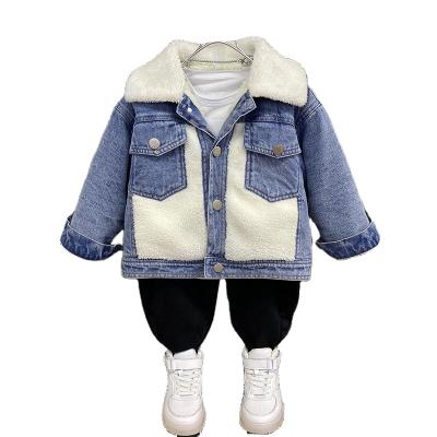 China Custom Made High Quality Kids Winter Jean Jackets Coat Sherpa Fleece Warm Denim Jacket Breathable For Boys for sale