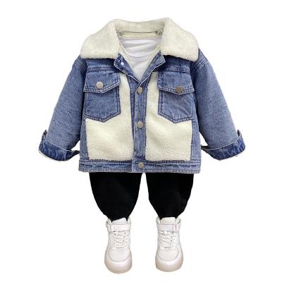 China High Quality Breathable Kids Winter Jean Jackets Coat Sherpa Fleece Warm Denim Jacket For Boys for sale